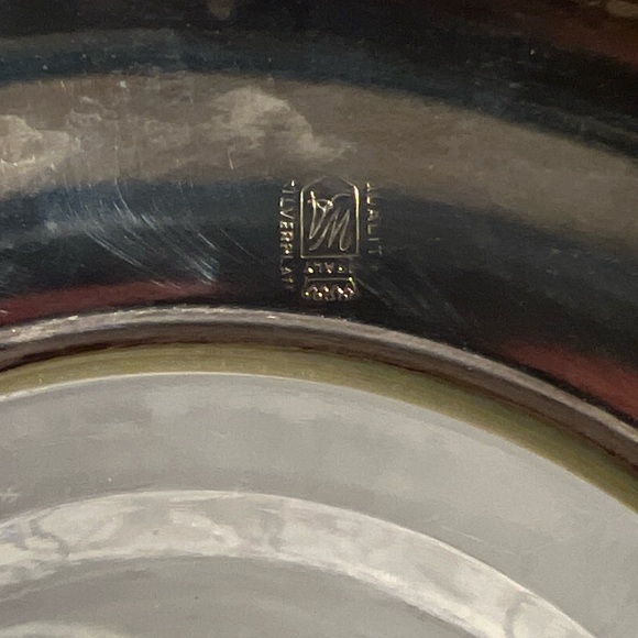 Vintage Satin Crystal Rose Bowl on Silverplate Pedestal Italy ~ 8.5” - Picture 2 of 3